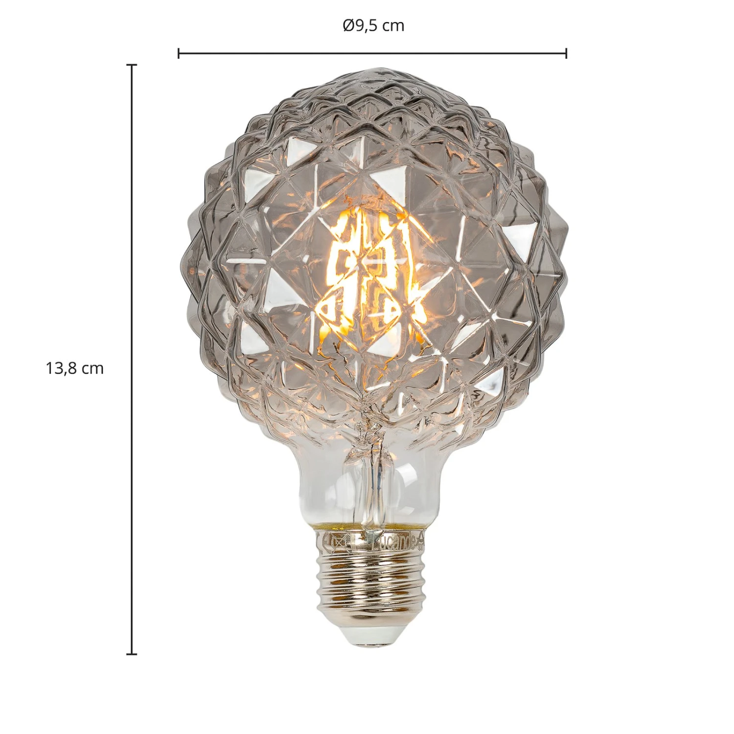 Lucande E27 3,8W LED-Lampe G95, 1800K, Struktur, Smoke 5 Lucande E27 3,8W LED-Lampe G95, 1800K, Struktur, Smoke – Bild 5