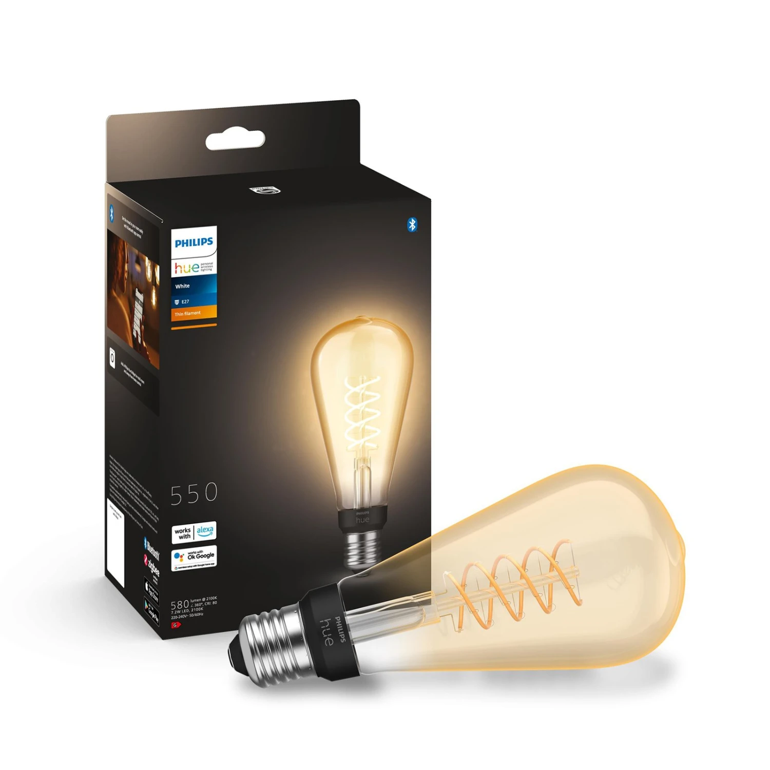 Philips Hue White E27 7W Filament ST72 550lm 1 Philips Hue White E27 7W Filament ST72 550lm