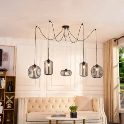 Lindby Krish Pendellampe, Käfigoptik, Fünfflammig