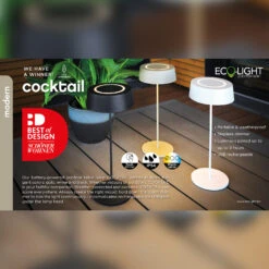 LED-Akku-Tischleuchte Cocktail, Dimmbar, Weiß -Lampen Welt 10012772 6