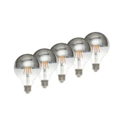 Lucande E27 3,8W Kopfspiegellampe G95 927 Silber, 5er-Set