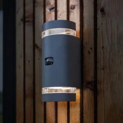 Außenwandlampe Focus, Rund 2-fl. Anthrazit Sensor