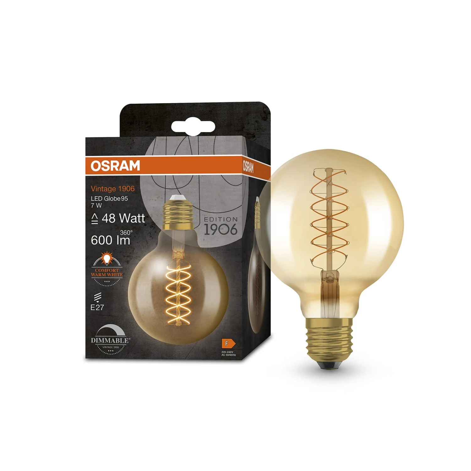 OSRAM Vintage 1906 E27 7W LED G95 822 Gold Dim 3 OSRAM Vintage 1906 E27 7W LED G95 822 Gold Dim – Bild 3