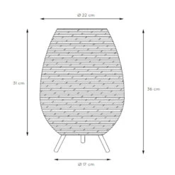 Tischleuchte Colin Aus Rattan, Ø22cm Natur/schwarz 5 Tischleuchte Colin Aus Rattan, Ø22cm Natur/schwarz -Lampen Welt 10014889 2