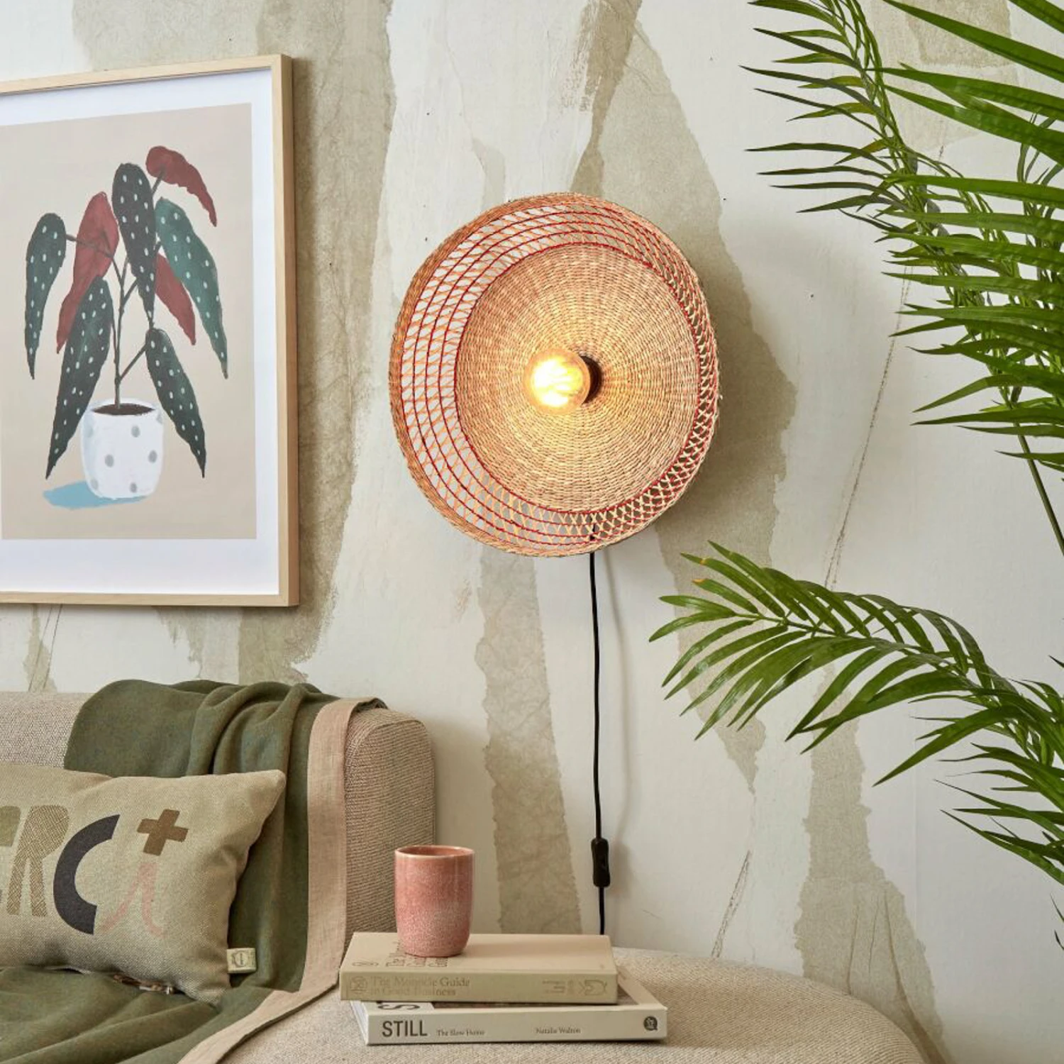 GOOD & MOJO Pantanal Wandleuchte, Natur/rot 2 GOOD & MOJO Pantanal Wandleuchte, Natur/rot – Bild 2