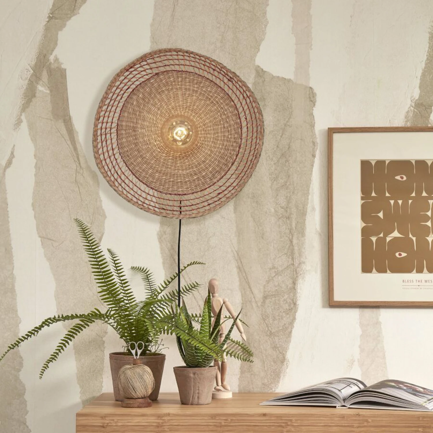 GOOD & MOJO Pantanal Wandleuchte, Natur/rot 3 GOOD & MOJO Pantanal Wandleuchte, Natur/rot – Bild 3