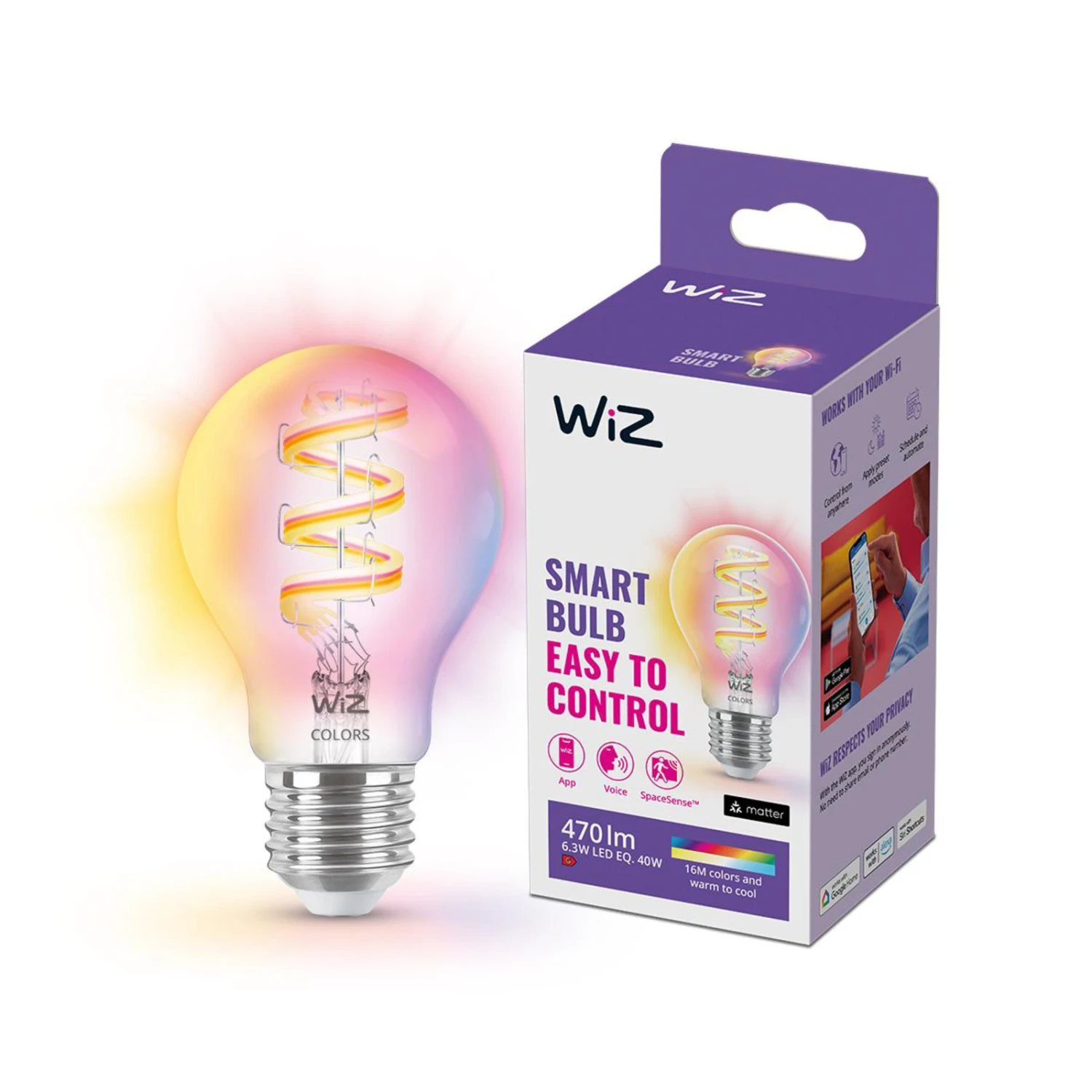 WiZ A60 LED-Filamentlampe WiFi E27 6,3W RGBW 2 WiZ A60 LED-Filamentlampe WiFi E27 6,3W RGBW – Bild 2