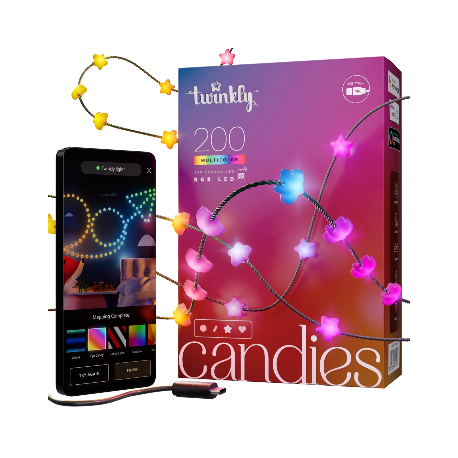 Twinkly Candies Sterne Bluetooth WLAN RGB Grün 12m 9 Twinkly Candies Sterne Bluetooth WLAN RGB Grün 12m – Bild 9