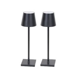 Lindby Janea LED-Akku-Tischlampe Schwarz 2er-Set