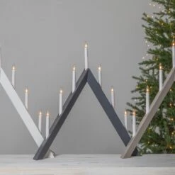 Kerzenleuchter Arrow, Spitz, 7flammig, Grau -Lampen Welt 1523723 2