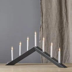 Kerzenleuchter Arrow, Flach, 7flammig, Schwarz -Lampen Welt 1523726 3