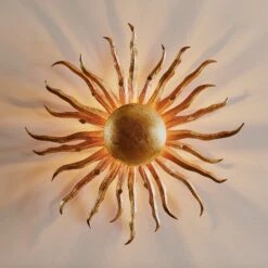 Wandleuchte Sonne Ø 70 Cm Gold