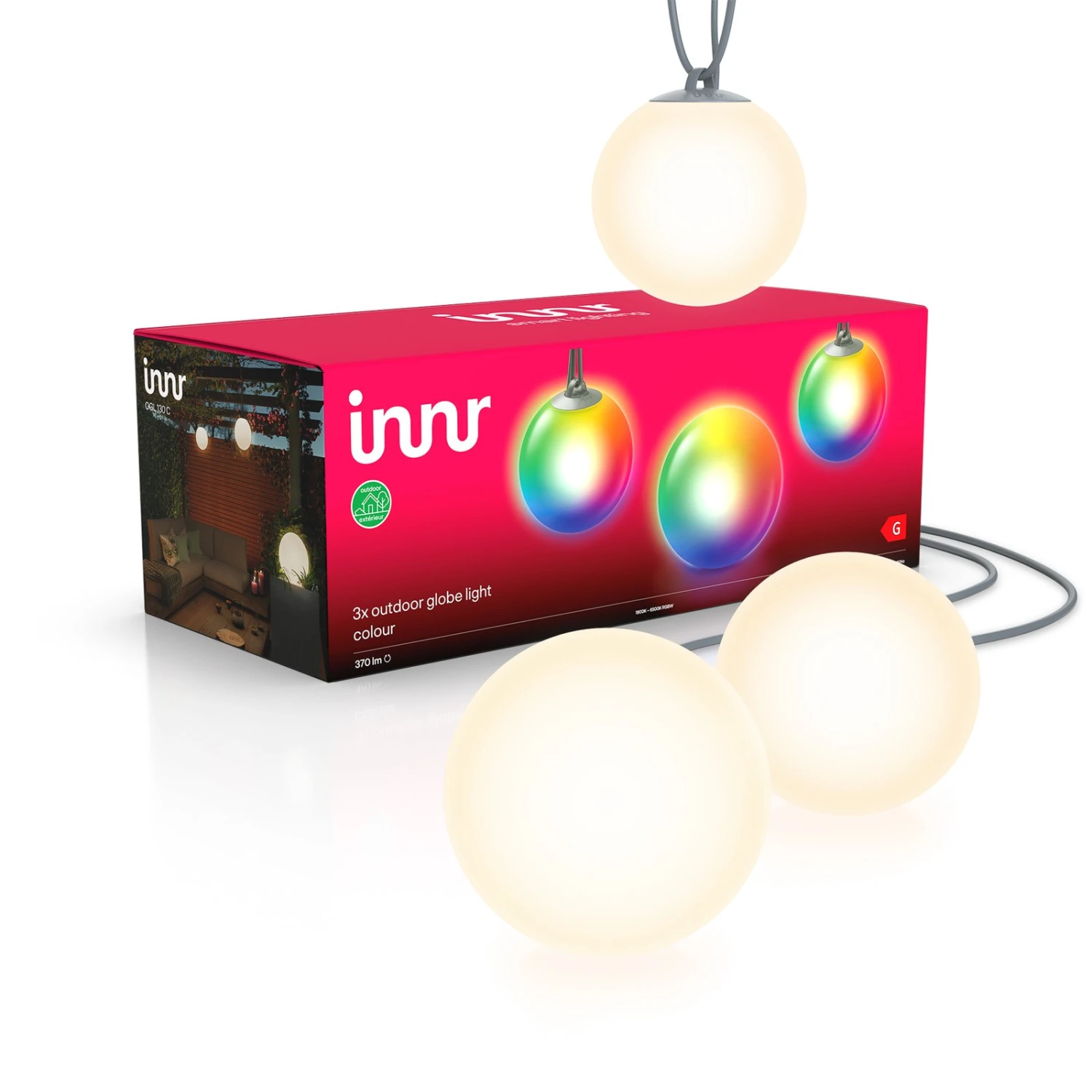 Innr Smart Outdoor Globe Colour LED-Kugel, 3er-Set 2 Innr Smart Outdoor Globe Colour LED-Kugel, 3er-Set – Bild 2