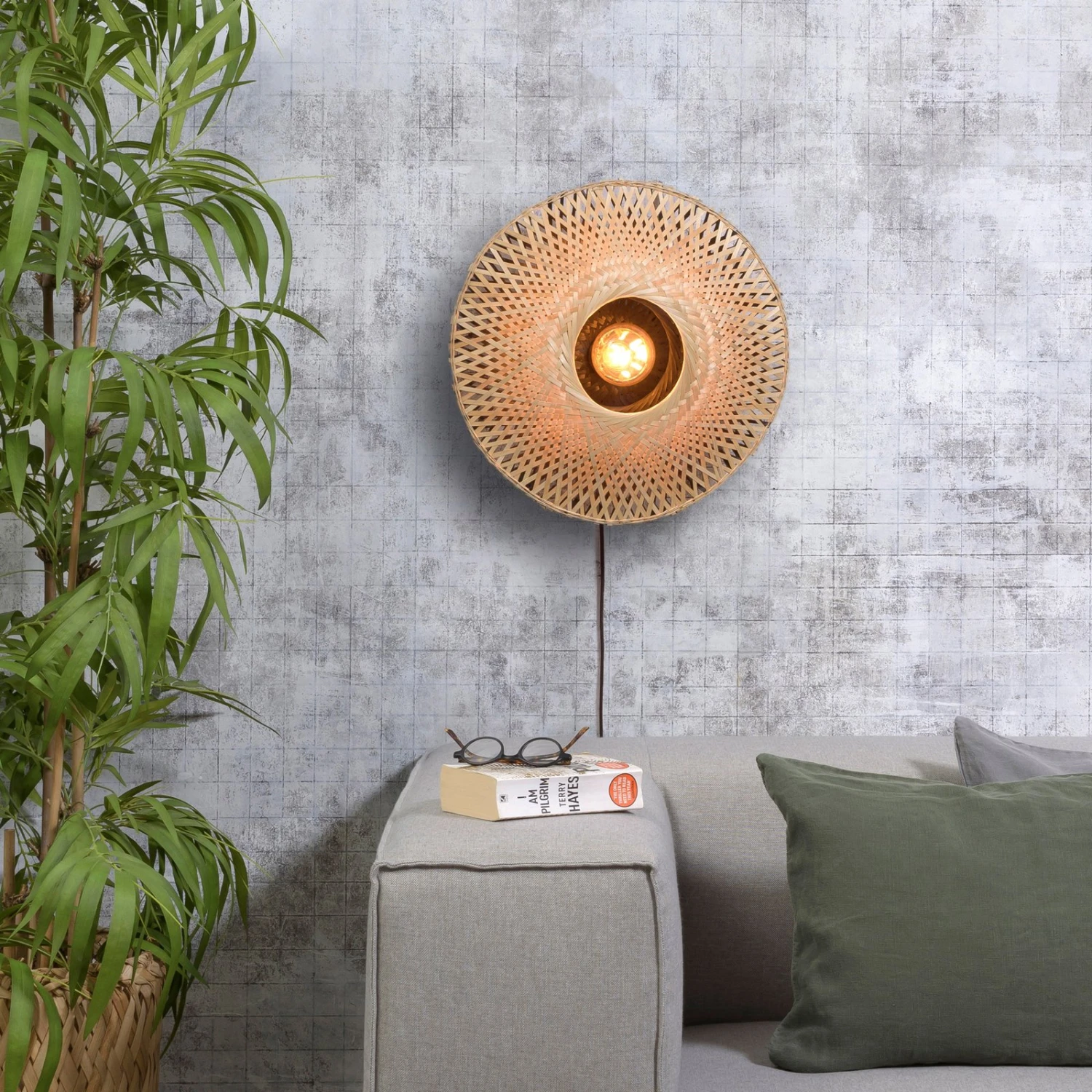 GOOD & MOJO Kalimantan Wand, Natur/schwarz, Ø 44cm 2 GOOD & MOJO Kalimantan Wand, Natur/schwarz, Ø 44cm – Bild 2