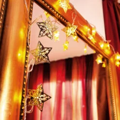 16-flammige LED-Lichterkette Mit Goldenen Sternen 6 16-flammige LED-Lichterkette Mit Goldenen Sternen -Lampen Welt 5524415 2