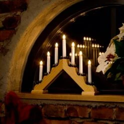 Heller Holz-Kerzenleuchter 7-flg. -Lampen Welt 5524444 2