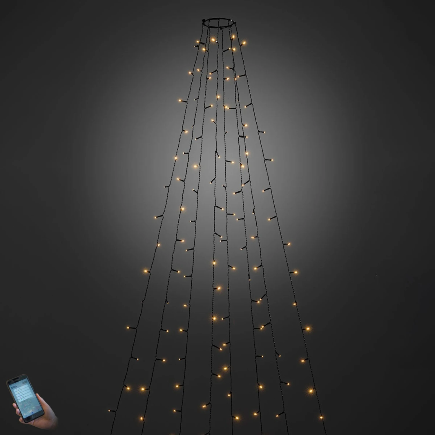 Per App Bedienbarer LED-Baummantel Außen 560-flg. 1 Per App Bedienbarer LED-Baummantel Außen 560-flg.