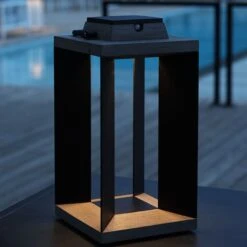 LED-Solarlaterne Teckinox, Teak/Stahl, 45,5cm -Lampen Welt 6112034 2
