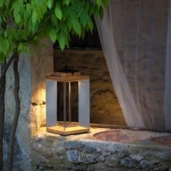 LED-Solarlaterne Teckinox, Teak/Stahl, 45,5cm -Lampen Welt 6112034 4