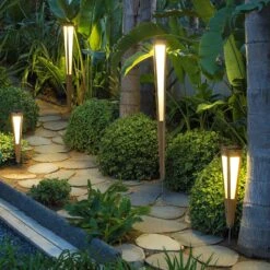 LED-Solarfackel Tecka Mit Sensor, 120 Cm, Teak 5 LED-Solarfackel Tecka Mit Sensor, 120 Cm, Teak -Lampen Welt 6112049 2