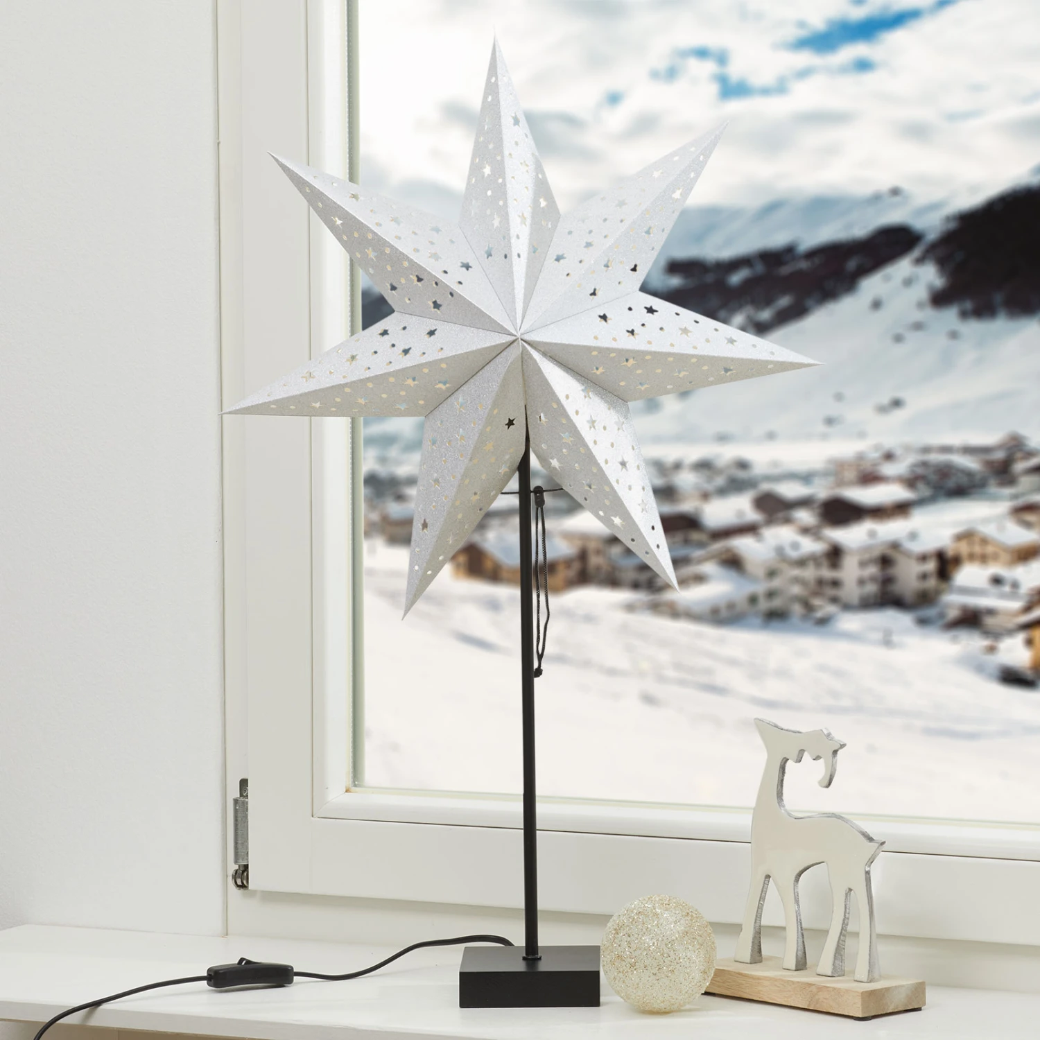 Markslöjd Stand-Stern Solvalla, Höhe 69 Cm, Silber 2 Markslöjd Stand-Stern Solvalla, Höhe 69 Cm, Silber – Bild 2