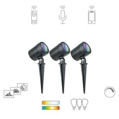 Müller Licht Tint Flores LED-Außenstrahler 3er Set