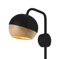 Mater Ray Wandleuchte, Schwarz/eiche -Lampen Welt 6736031 2