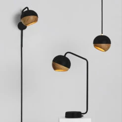 Mater Ray Wandleuchte, Schwarz/eiche -Lampen Welt 6736031 4