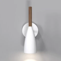 Wandleuchte Pure In Weiß Mit Holzelement -Lampen Welt 7005932 2
