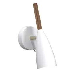 Wandleuchte Pure In Weiß Mit Holzelement -Lampen Welt 7005932 3
