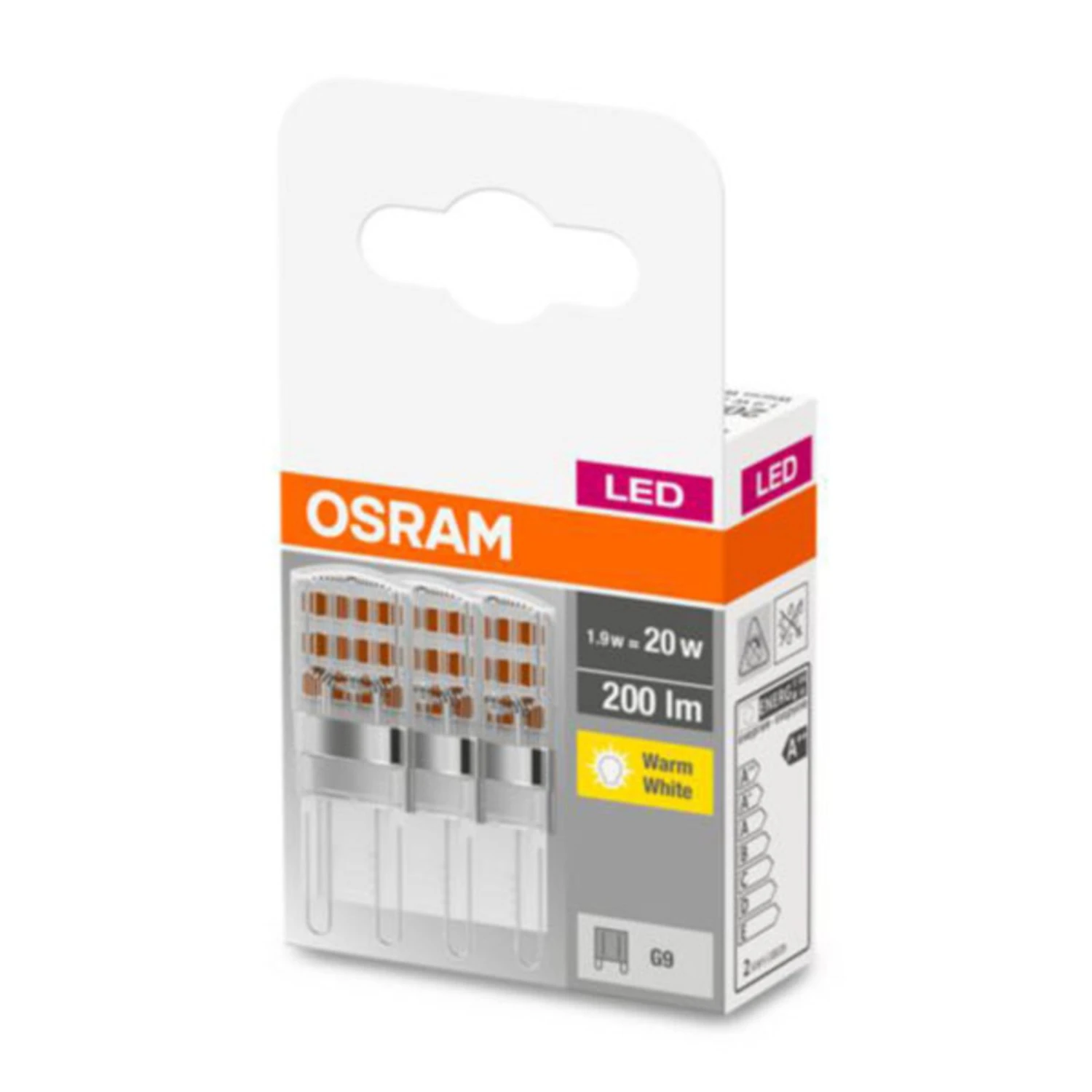 OSRAM LED-Stiftsockellampe G9 1,9W 2.700K Klar 3er 2 OSRAM LED-Stiftsockellampe G9 1,9W 2.700K Klar 3er – Bild 2