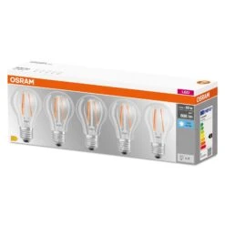 OSRAM LED-Lampe E27 Base CL A 7W 4.000K Klar 5er