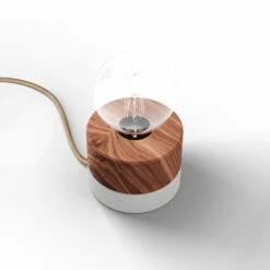 ALMUT 0239 Tischlampe, Vegan, Walnuss/winterweiß -Lampen Welt 7594016 2