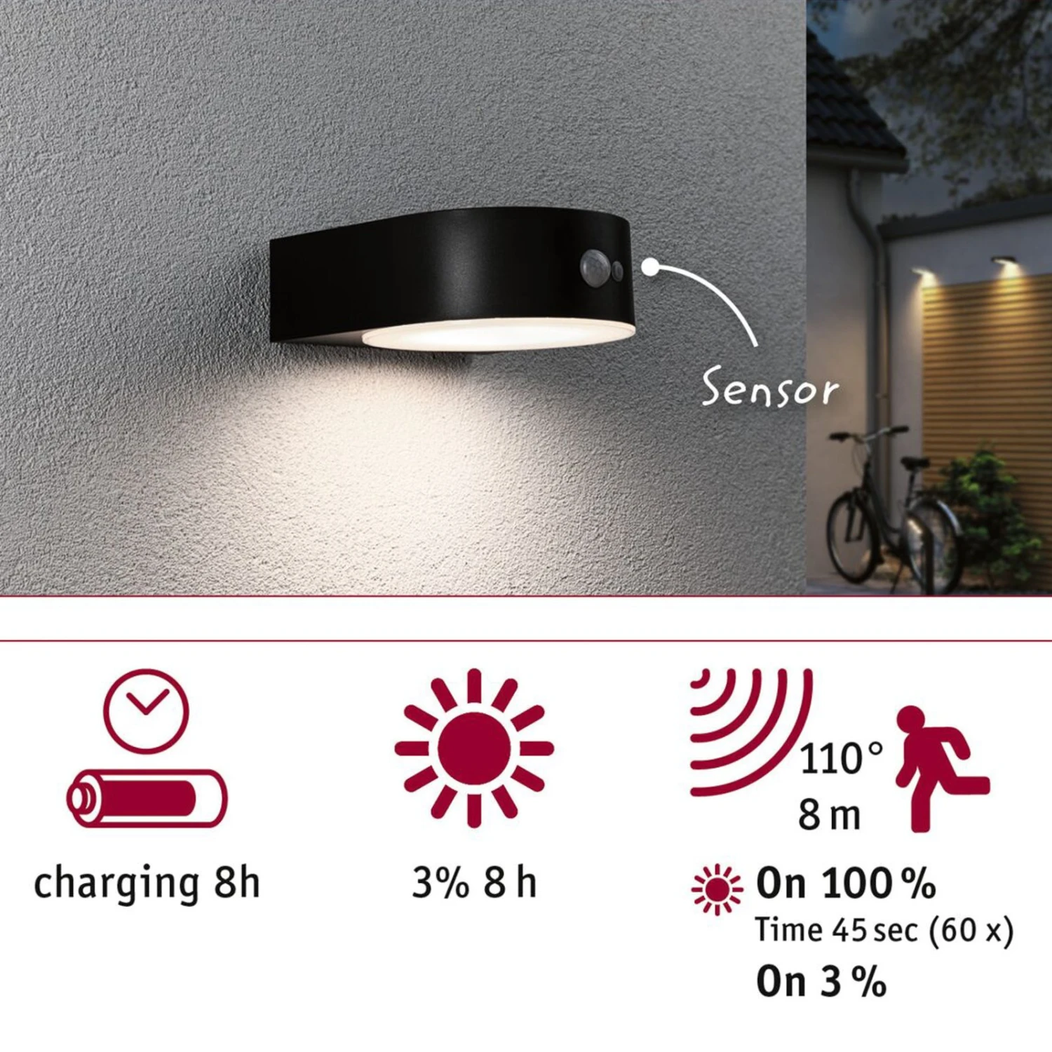 Paulmann Eileen Solar-LED-Außenwandlampe Sensor 6 Paulmann Eileen Solar-LED-Außenwandlampe Sensor – Bild 6