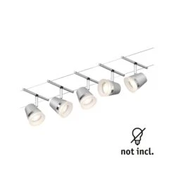 Paulmann Cone Seilsystem Basisset 5fl. Chrom Matt -Lampen Welt 7602835 1