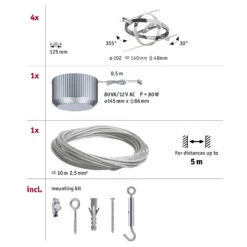 Paulmann Cardan Seilsystem 4fl. Chrom Matt/chrom 15 Paulmann Cardan Seilsystem 4fl. Chrom Matt/chrom -Lampen Welt 7602920 7