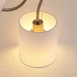 Lindby Manu Stehlampe, Textil, Dreiflammig, Weiß -Lampen Welt 8032290 5