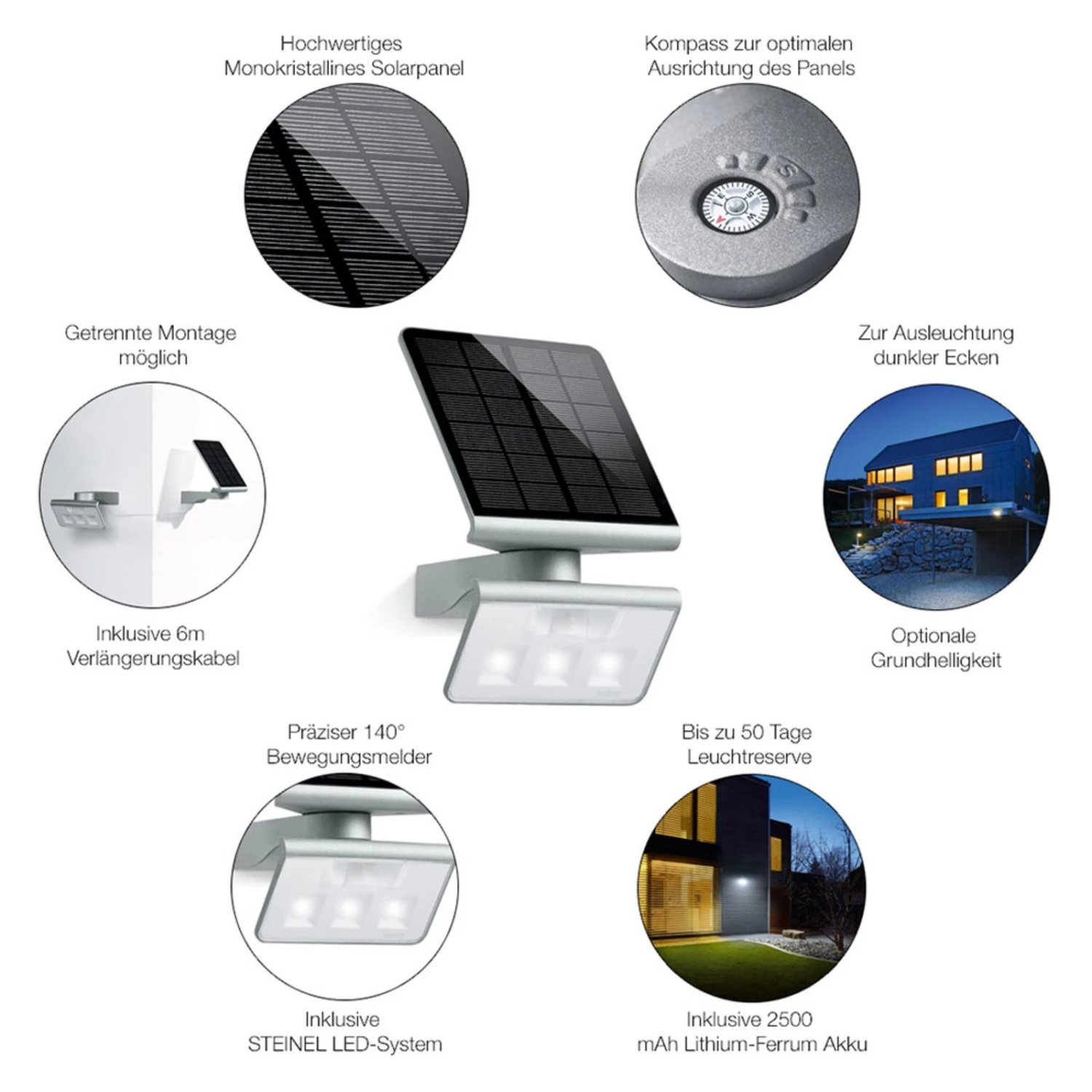 STEINEL XSolar L-S Solar-LED-Außenwandlampe Silber 7 STEINEL XSolar L-S Solar-LED-Außenwandlampe Silber – Bild 7