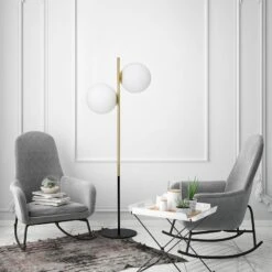 Stehleuchte Jugen, Schwarz/gold, Zweiflammig -Lampen Welt 8539504 1