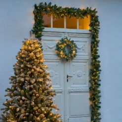 LED-Kranz Anton Mit Timer, Grün Mit Schneedekor -Lampen Welt 8577296 2