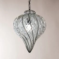 Außenhängeleuchte Goccia, Mundgeblasen, Klar