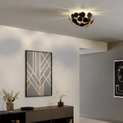 Schwarz-goldene Deckenlampe Kinan 10 Schwarz-goldene Deckenlampe Kinan -Lampen Welt 9621167 1