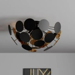 Schwarz-goldene Deckenlampe Kinan 11 Schwarz-goldene Deckenlampe Kinan -Lampen Welt 9621167 2