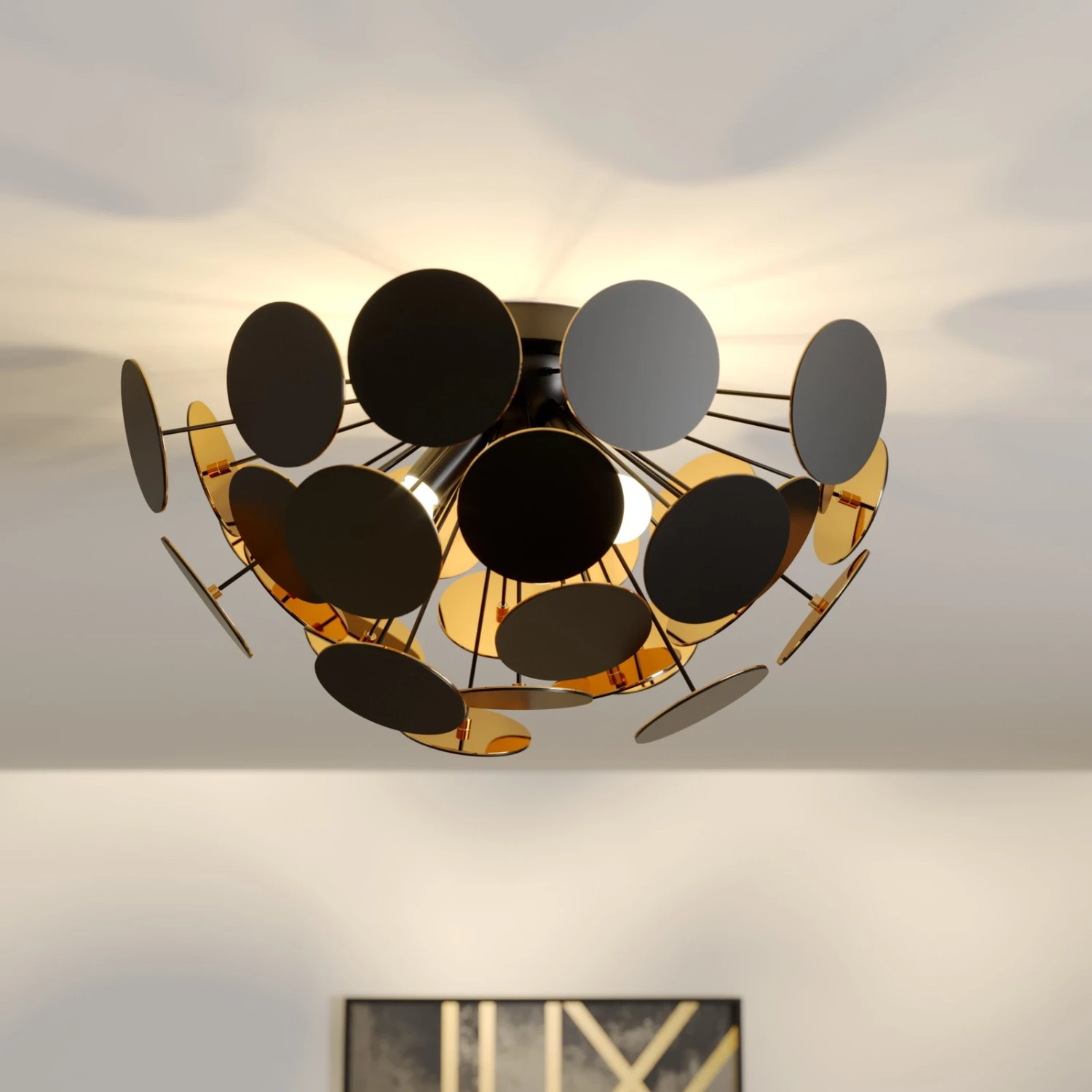 Schwarz-goldene Deckenlampe Kinan 1 Schwarz-goldene Deckenlampe Kinan