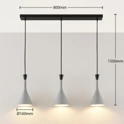 Hängelampe Flynn Fürs Esszimmer, Grau, 3-flammig -Lampen Welt 9624075 2