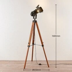 Holz-Stehlampe Hilma Mit Dreibein-Gestell 13 Holz-Stehlampe Hilma Mit Dreibein-Gestell -Lampen Welt 9624166 4