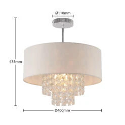 Lindby Estera Deckenleuchte Mit Behang, Weiß -Lampen Welt 9626840 3