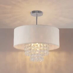 Lindby Estera Deckenleuchte Mit Behang, Weiß -Lampen Welt 9626840 4