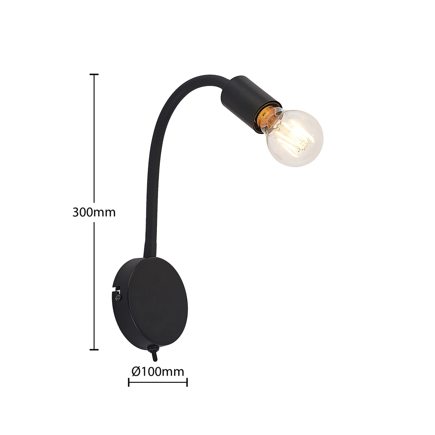 Lindby Aurina Wandleuchte, E27, Schwarz, Schalter 7 Lindby Aurina Wandleuchte, E27, Schwarz, Schalter – Bild 7