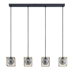 Lindby Josipa Pendellampe, 4 Käfige, Rauchglas -Lampen Welt 9627612 2
